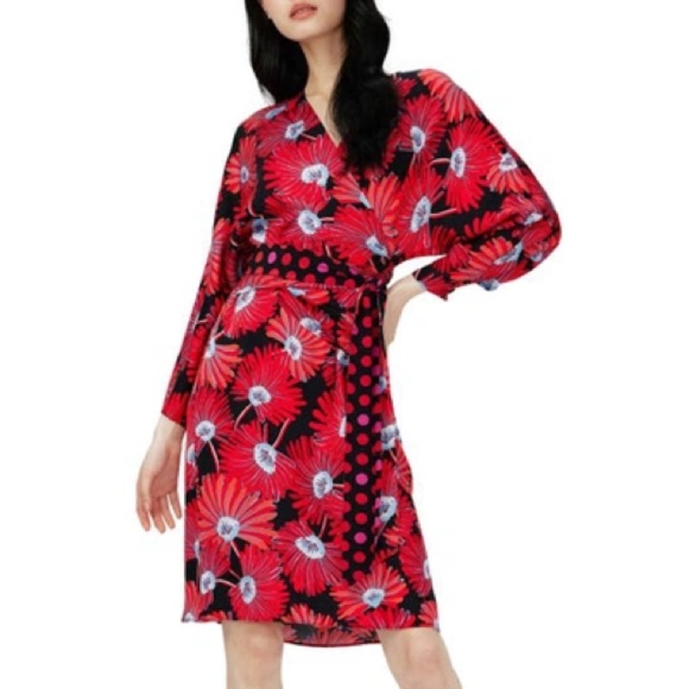 Diane Von Furstenberg Red Floral Dress